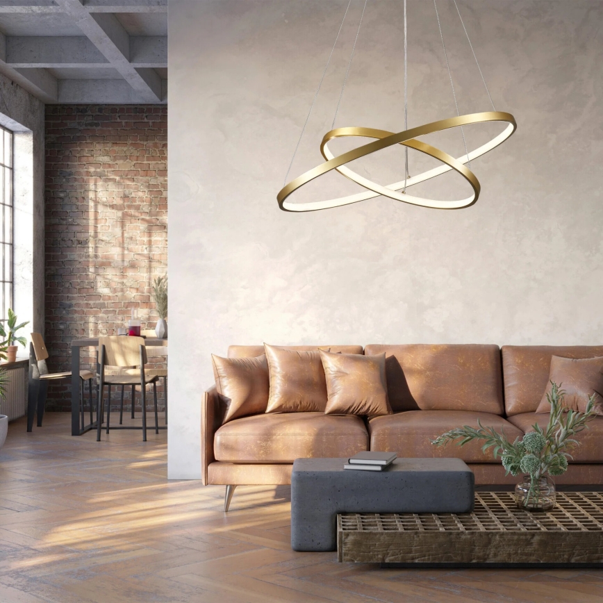 LED Lustr na lanku LEA LED/35W/230V 4000K pr. 60 cm zlatá