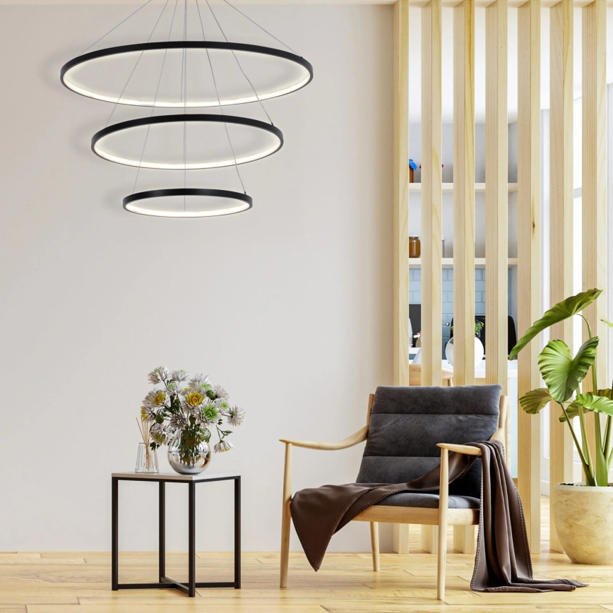 LED Lustr na lanku LEA LED/60W/230V 4000K pr. 80 cm černá