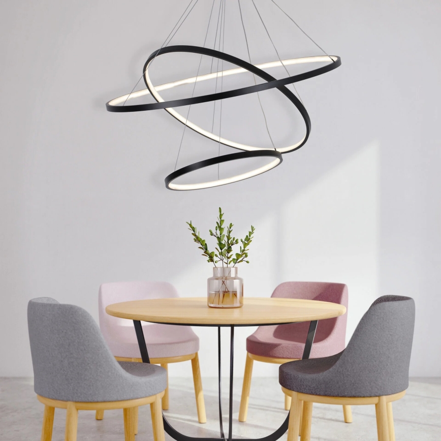 LED Lustr na lanku LEA LED/60W/230V 4000K pr. 80 cm černá
