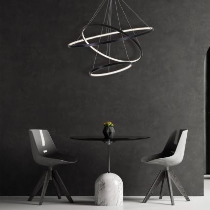 LED Lustr na lanku LEA LED/60W/230V 4000K pr. 80 cm černá