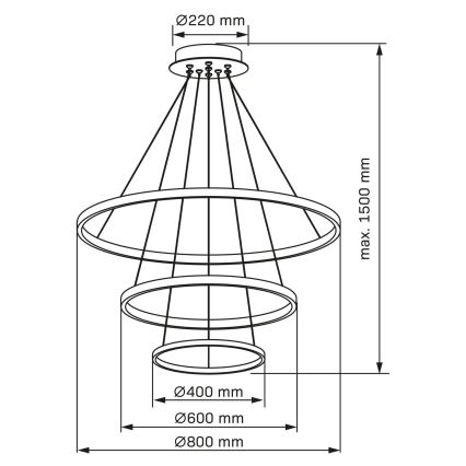 LED Lustr na lanku LEA LED/60W/230V 4000K pr. 80 cm černá