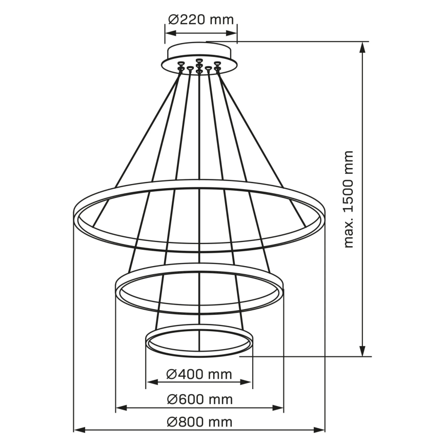 LED Lustr na lanku LEA LED/60W/230V 4000K pr. 80 cm černá