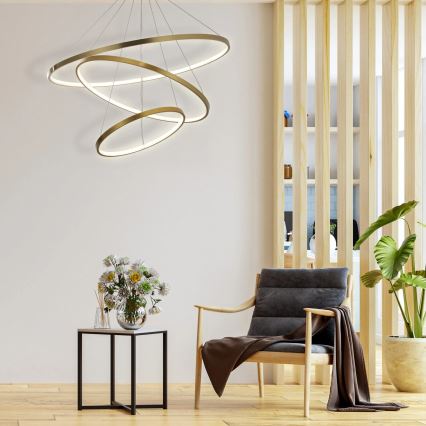 LED Lustr na lanku LEA LED/60W/230V 4000K pr. 80 cm zlatá