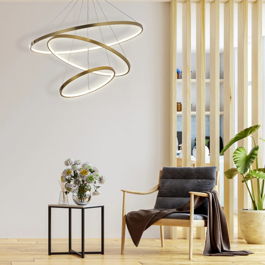 LED Lustr na lanku LEA LED/60W/230V 4000K pr. 80 cm zlatá