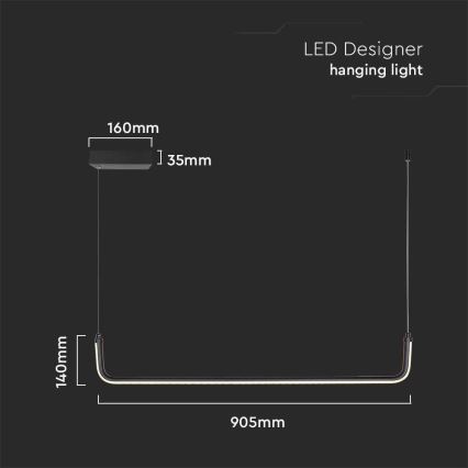 LED Lustr na lanku LED/12W/230V 4000K černá