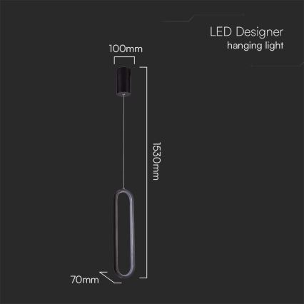 LED Lustr na lanku LED/13W/230V 3000K černá