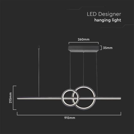 LED Lustr na lanku LED/15W/230V 4000K černá