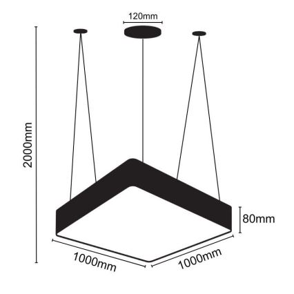 LED Lustr na lanku LED/170W/230V 4000K 100x100 cm