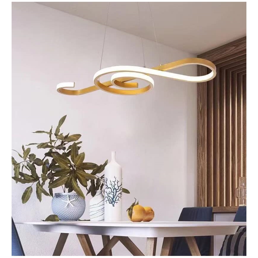 LED Lustr na lanku LED/18W/230V 3000K zlatá