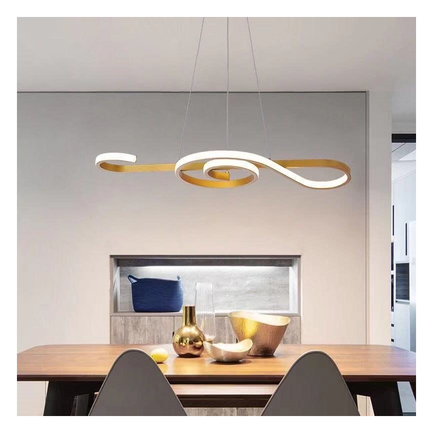 LED Lustr na lanku LED/18W/230V 3000K zlatá