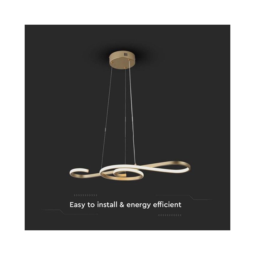 LED Lustr na lanku LED/18W/230V 3000K zlatá