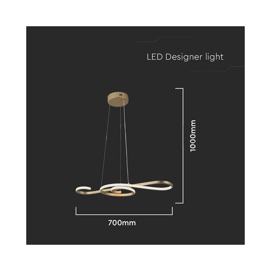 LED Lustr na lanku LED/18W/230V 3000K zlatá