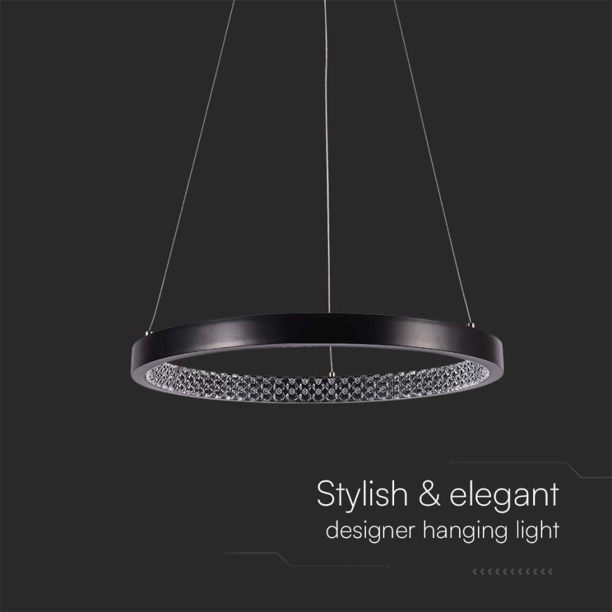 LED Lustr na lanku LED/19W/230V 4000K černá