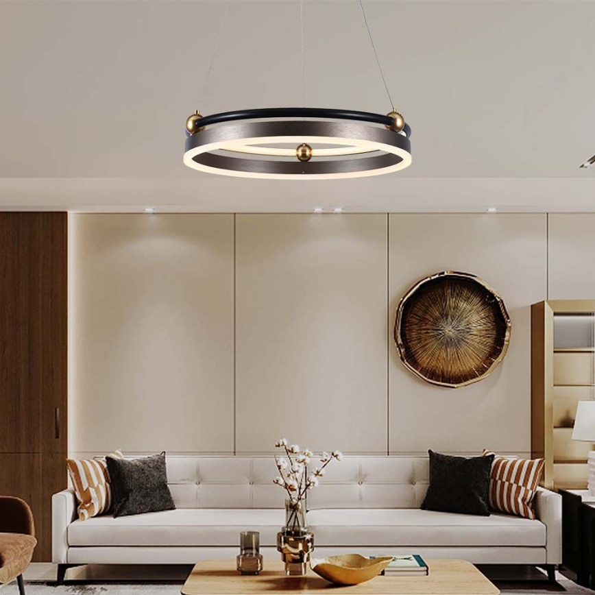 LED Lustr na lanku LED/20W/230V 3000K pr. 42 cm hnědá