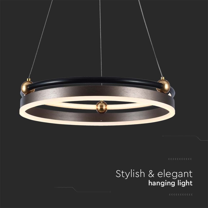 LED Lustr na lanku LED/20W/230V 3000K pr. 42 cm hnědá