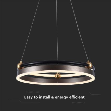 LED Lustr na lanku LED/20W/230V 3000K pr. 42 cm hnědá