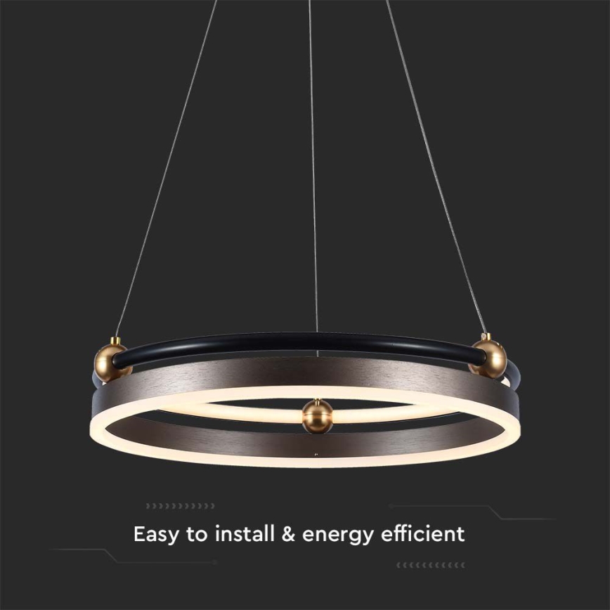 LED Lustr na lanku LED/20W/230V 3000K pr. 42 cm hnědá