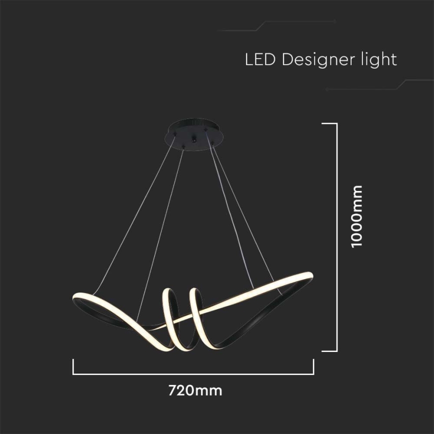 LED Lustr na lanku LED/24W/230V 3000K černá