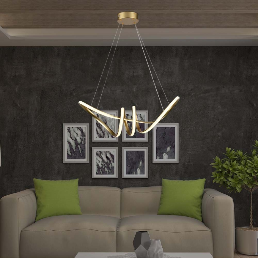 LED Lustr na lanku LED/24W/230V 3000K zlatá