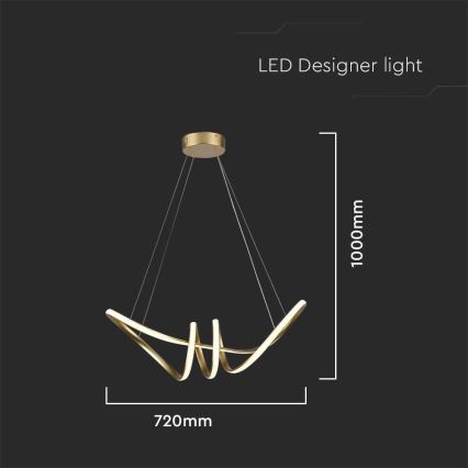 LED Lustr na lanku LED/24W/230V 3000K zlatá