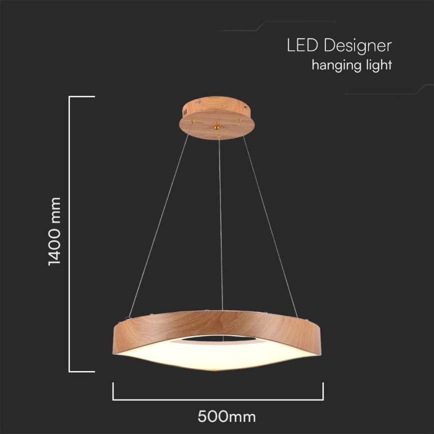 LED Lustr na lanku LED/25W/230V 3000K ø 50 cm hnědá