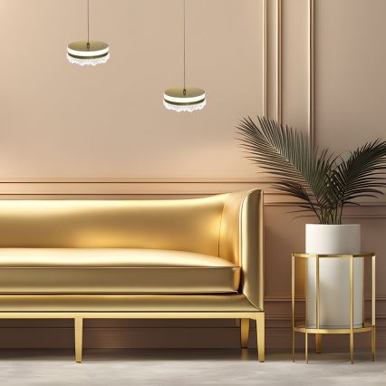LED Lustr na lanku LED/25W/230V pr. 20 cm zlatá