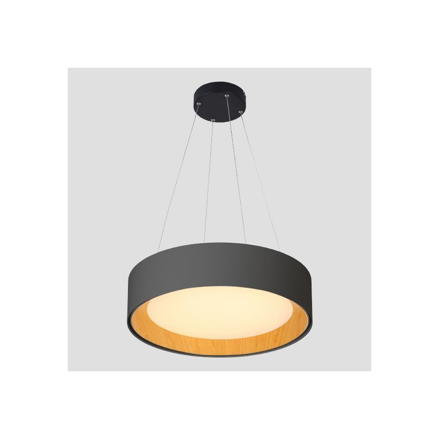 LED Lustr na lanku LED/30W/230V 3000K pr. 45 cm černá/dub