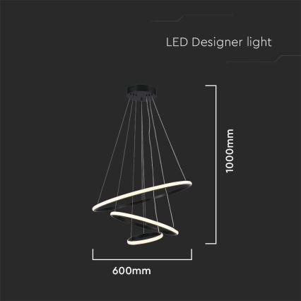 LED Lustr na lanku LED/32W/230V 3000K černá