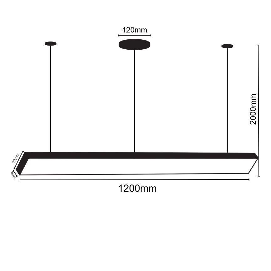 LED Lustr na lanku LED/32W/230V 4000K pr. 120 cm černá