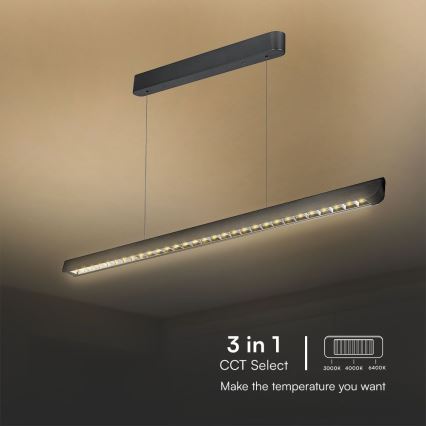 LED Lustr na lanku LED/36W/230V 3000/4000/6400K černá