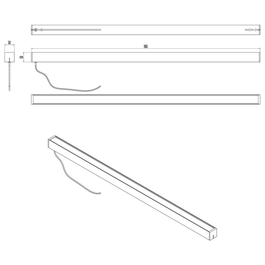 LED Lustr na lanku LED/40W/230V 120cm černá