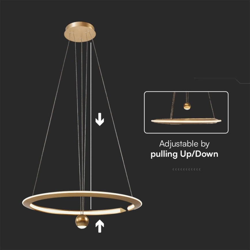 LED Lustr na lanku LED/45W/230V 4000K pr. 62 cm zlatá
