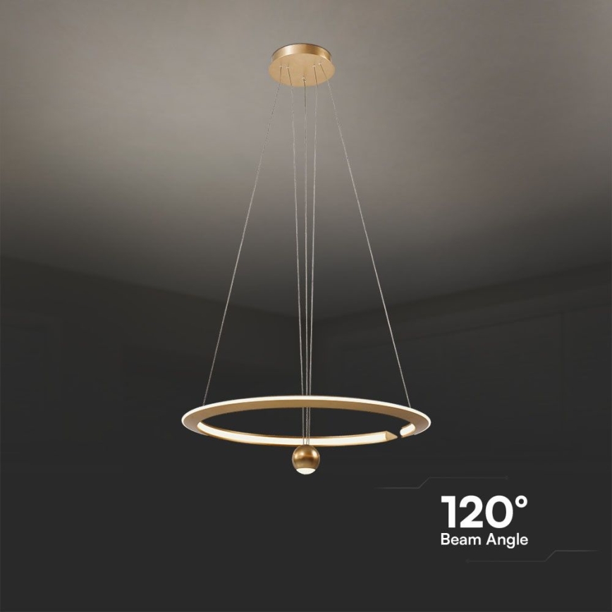 LED Lustr na lanku LED/45W/230V 4000K pr. 62 cm zlatá