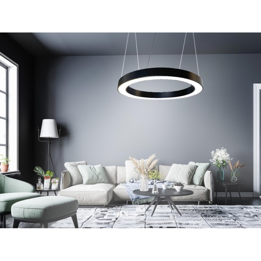 LED Lustr na lanku LED/50W/230V 4000K pr. 100 cm černá