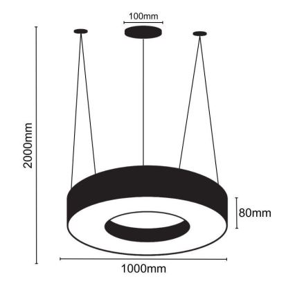 LED Lustr na lanku LED/50W/230V 4000K pr. 100 cm černá