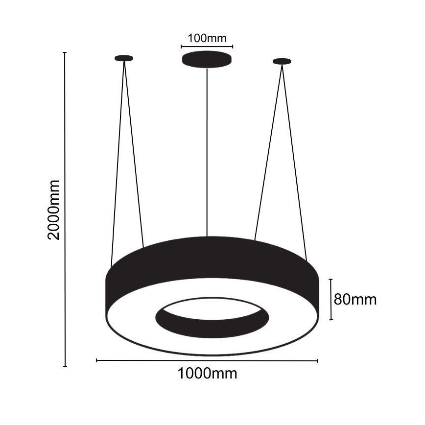 LED Lustr na lanku LED/50W/230V 4000K pr. 100 cm černá