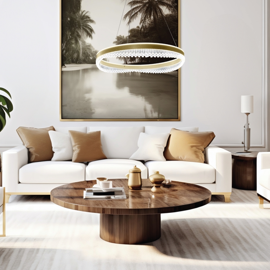 LED Lustr na lanku LED/52W/230V pr. 60 cm zlatá
