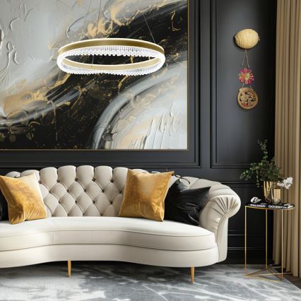 LED Lustr na lanku LED/52W/230V pr. 60 cm zlatá
