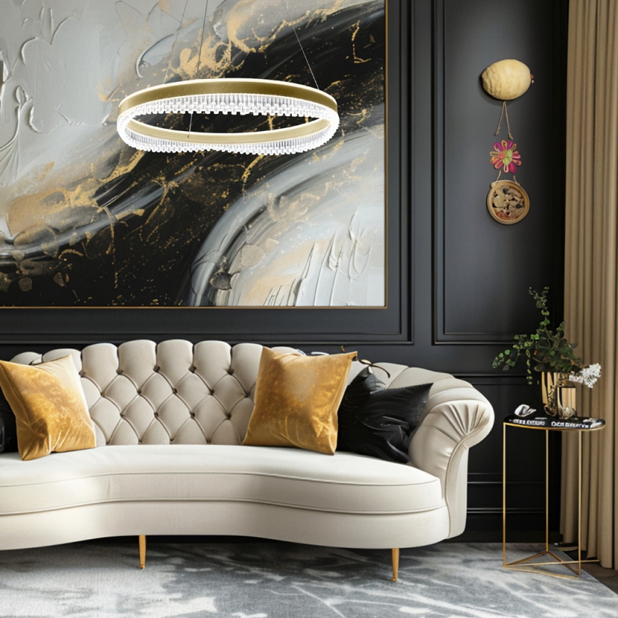 LED Lustr na lanku LED/52W/230V pr. 60 cm zlatá