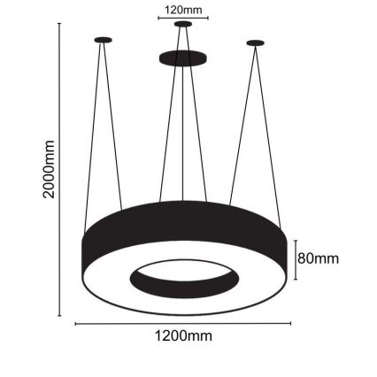 LED Lustr na lanku LED/60W/230V 4000K pr. 120 cm černá