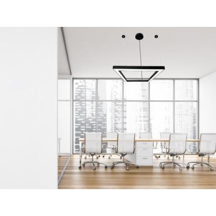 LED Lustr na lanku LED/70W/230V 4000K 100x100 cm černá