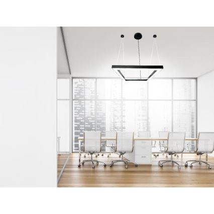 LED Lustr na lanku LED/70W/230V 4000K 100x100 cm černá