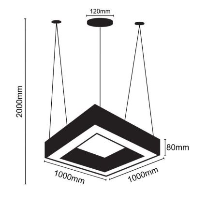 LED Lustr na lanku LED/70W/230V 4000K 100x100 cm černá
