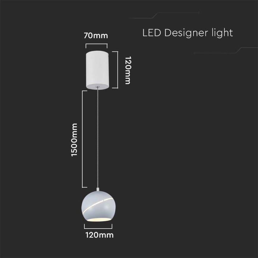 LED Lustr na lanku LED/8,5W/230V 3000K bílá