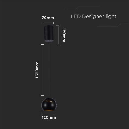 LED Lustr na lanku LED/8,5W/230V 3000K černá