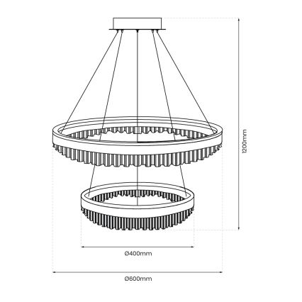 LED Lustr na lanku LED/85W/230V pr. 60 cm zlatá
