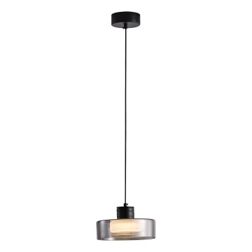 LED Lustr na lanku LED/8W/230V 3000K černá/kouřová pr. 20 cm