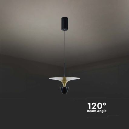 LED Lustr na lanku LED/9W/230V 4000K černá/zlatá