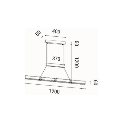 LED Lustr na lanku LUIS LED/21W/230V 3000K 45x120 cm