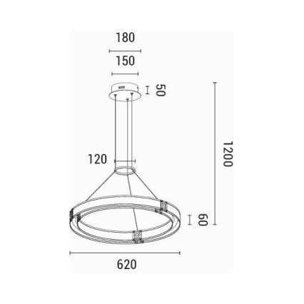 LED Lustr na lanku LUIS LED/33W/230V 3000K 62x120 cm